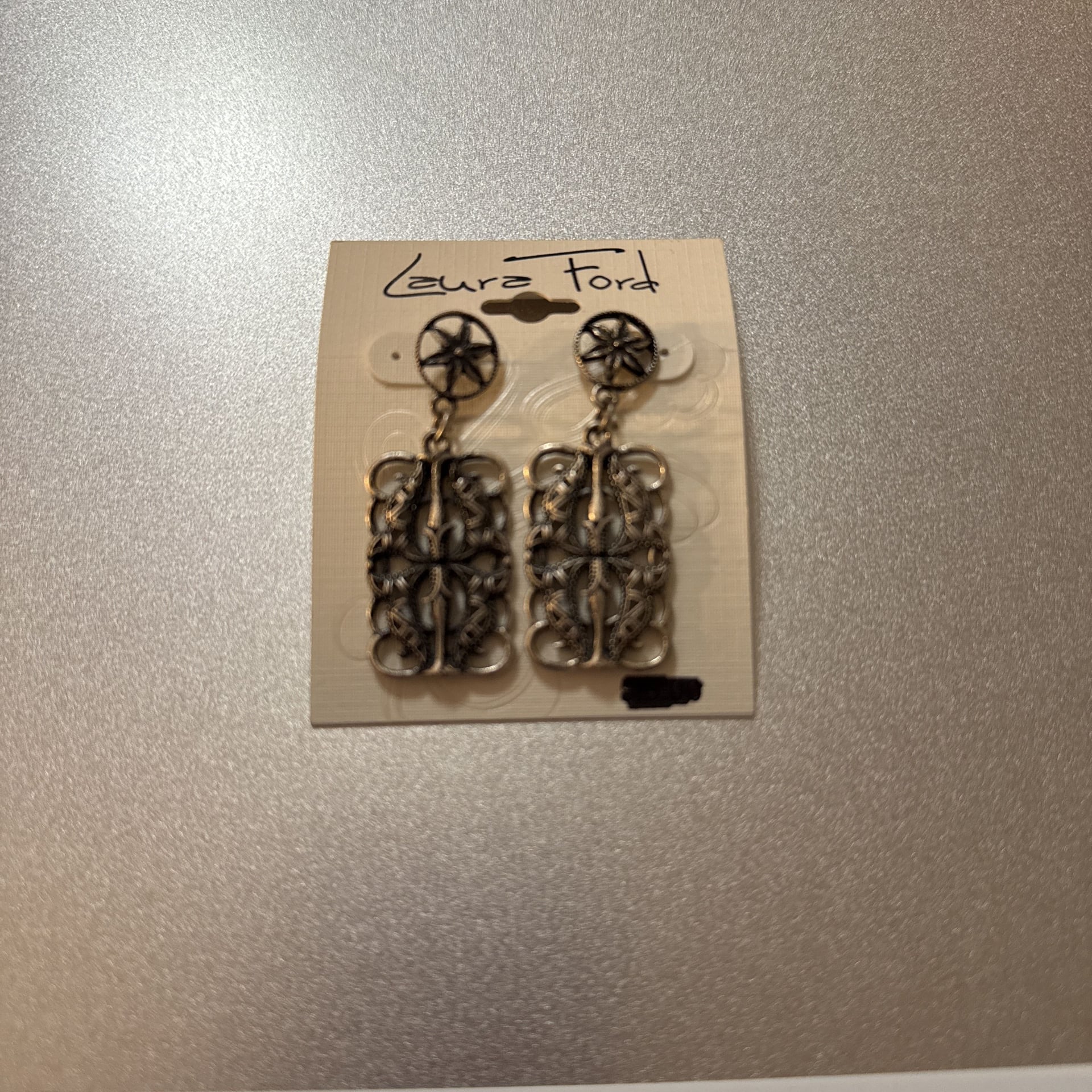 Vintage Sterling Silver Filigree Cross Dangle Earrings